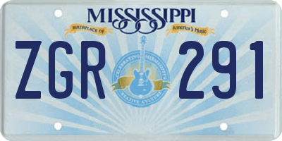 MS license plate ZGR291