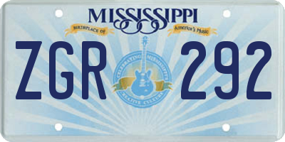 MS license plate ZGR292