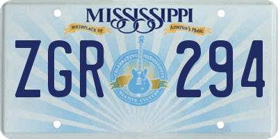 MS license plate ZGR294