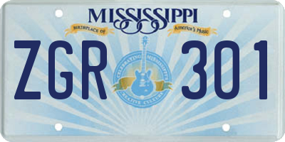 MS license plate ZGR301