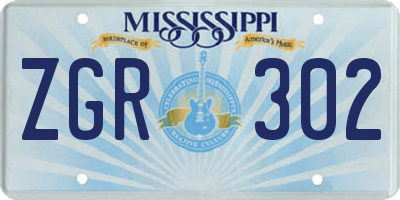 MS license plate ZGR302
