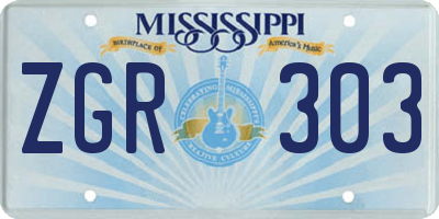 MS license plate ZGR303