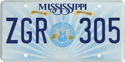 MS license plate ZGR305