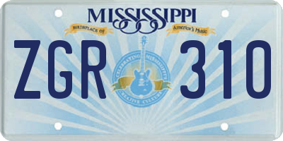 MS license plate ZGR310