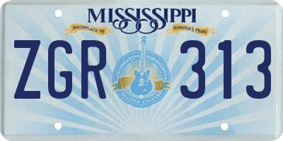 MS license plate ZGR313