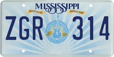 MS license plate ZGR314