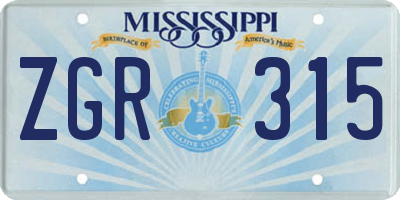 MS license plate ZGR315