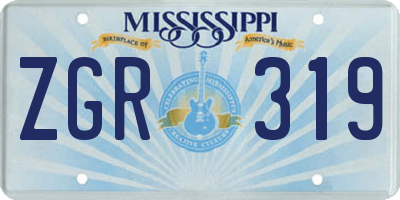 MS license plate ZGR319