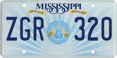MS license plate ZGR320