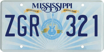 MS license plate ZGR321