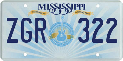 MS license plate ZGR322