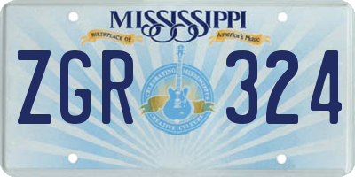 MS license plate ZGR324