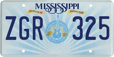 MS license plate ZGR325
