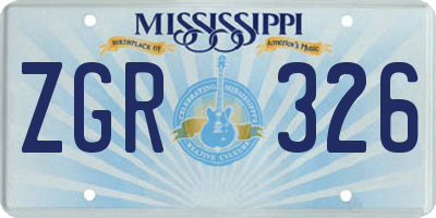 MS license plate ZGR326
