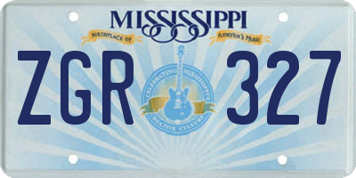 MS license plate ZGR327