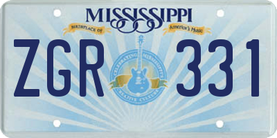 MS license plate ZGR331