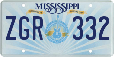 MS license plate ZGR332