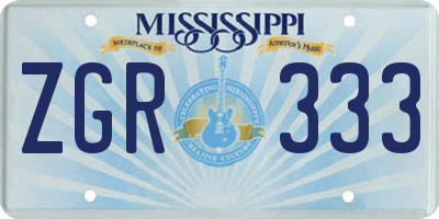 MS license plate ZGR333