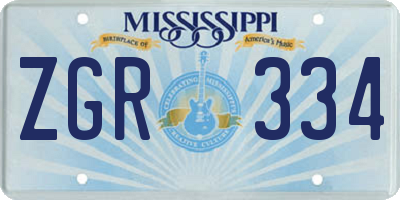 MS license plate ZGR334