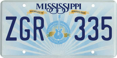 MS license plate ZGR335