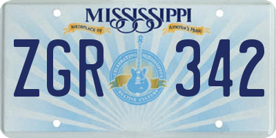 MS license plate ZGR342