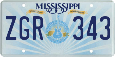 MS license plate ZGR343