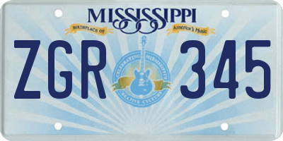 MS license plate ZGR345