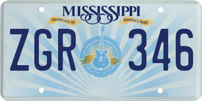 MS license plate ZGR346