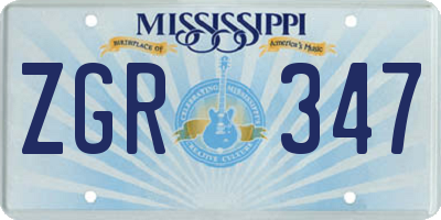 MS license plate ZGR347