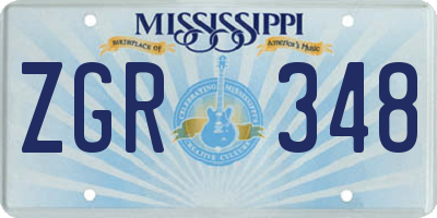 MS license plate ZGR348
