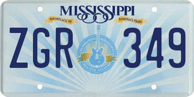 MS license plate ZGR349