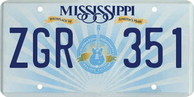 MS license plate ZGR351
