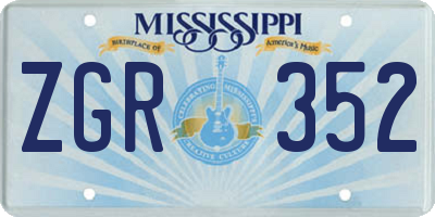 MS license plate ZGR352