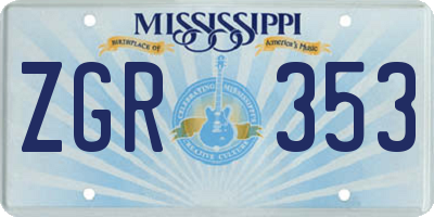 MS license plate ZGR353