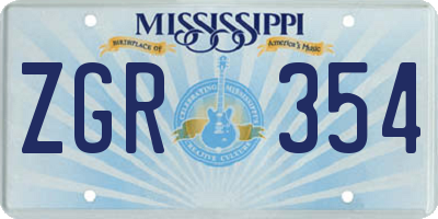 MS license plate ZGR354