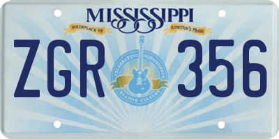 MS license plate ZGR356