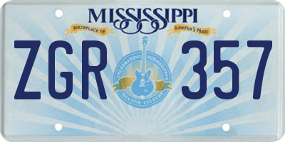 MS license plate ZGR357