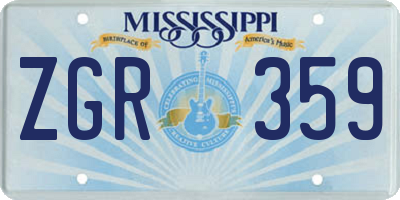 MS license plate ZGR359