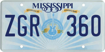 MS license plate ZGR360