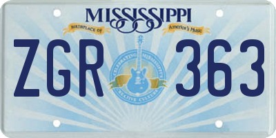 MS license plate ZGR363