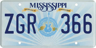 MS license plate ZGR366