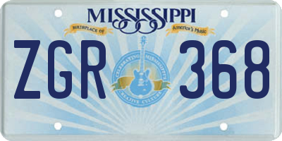 MS license plate ZGR368