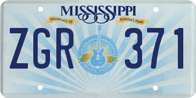 MS license plate ZGR371