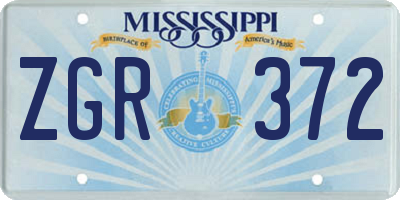 MS license plate ZGR372