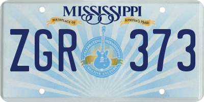 MS license plate ZGR373