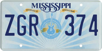 MS license plate ZGR374