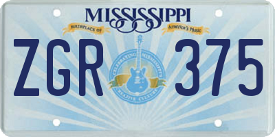 MS license plate ZGR375