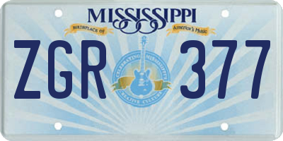 MS license plate ZGR377