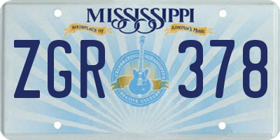 MS license plate ZGR378