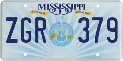MS license plate ZGR379